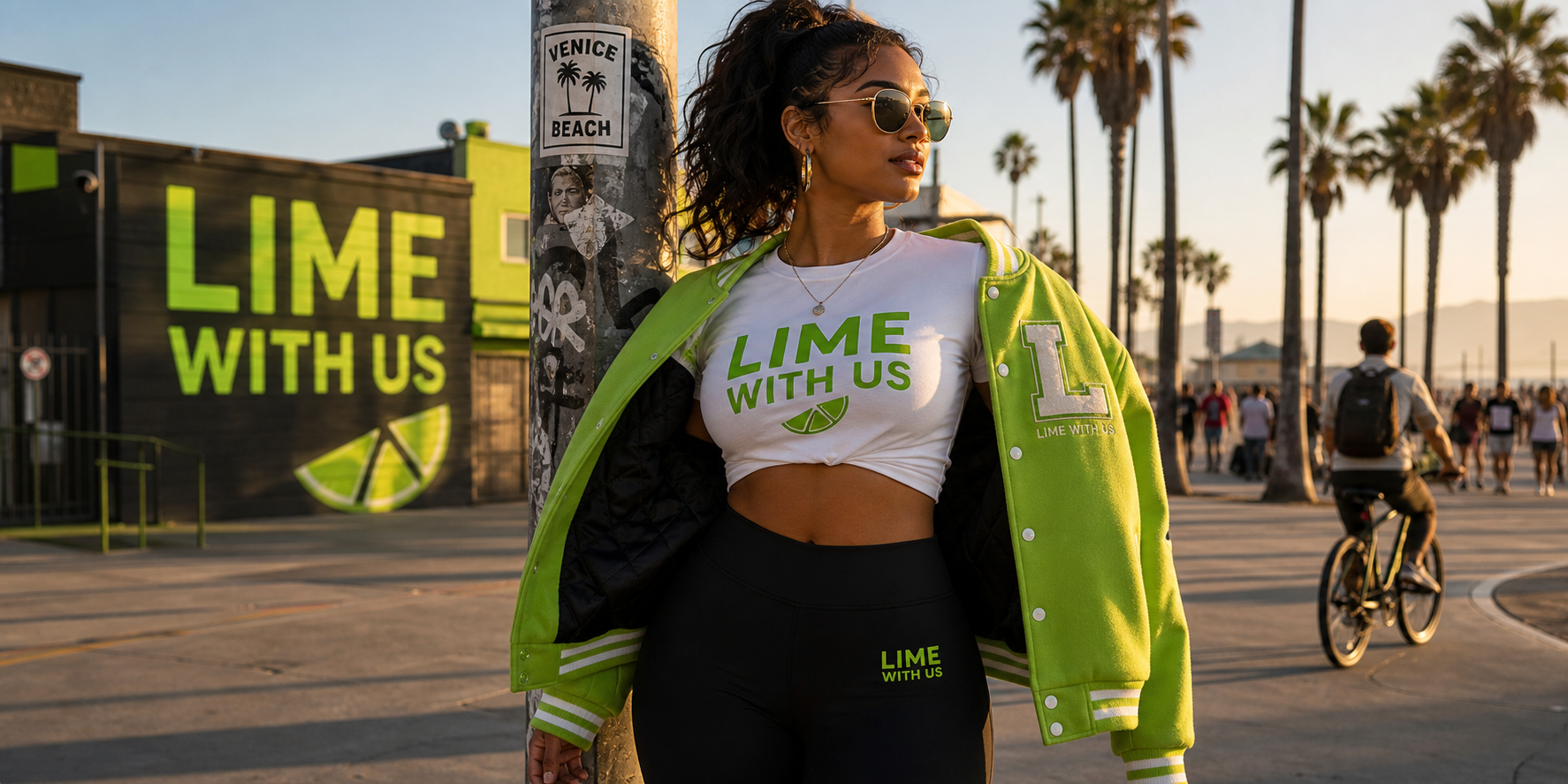 Lime With Us Cali boardwalk streetwear look